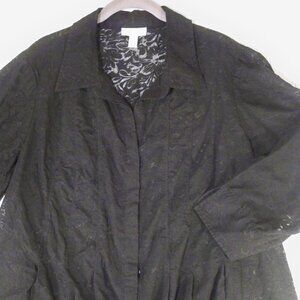 Charter Club, Black Flowers Lace Button Up Shirt, 20W